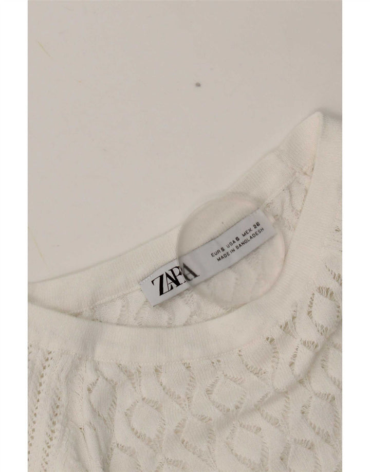 Женская укороченная блузка Zara UK 8, маленькая белая
