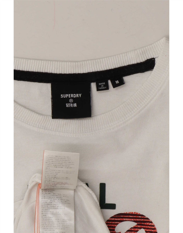Superdry Мужская футболка с рисунком Топ среднего размера, белый хлопок