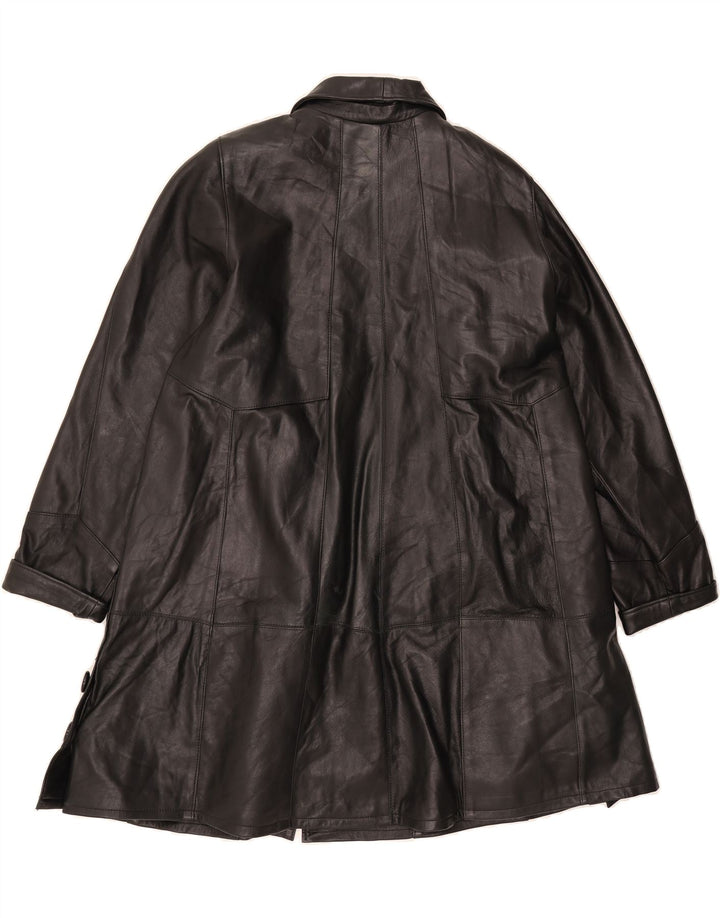BRECO'S Womens Leather Coat UK 14 Medium Black Leather Vintage Breco's and Second-Hand Breco's from Messina Hembry 