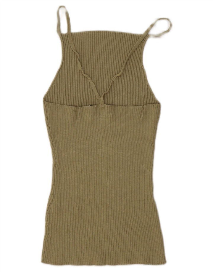 Женский топ на бретелях Zara UK 12, средний хаки, вискоза