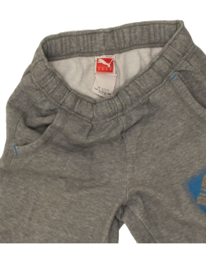 PUMA Boys Graphic Tracksuit Trousers Joggers 9-10 Years Grey Cotton | Vintage Puma | Thrift | Second-Hand Puma | Used Clothing | Messina Hembry 