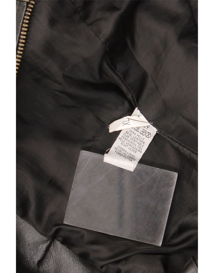 Винтажная женская кожаная куртка UK 18 XL, черная кожа