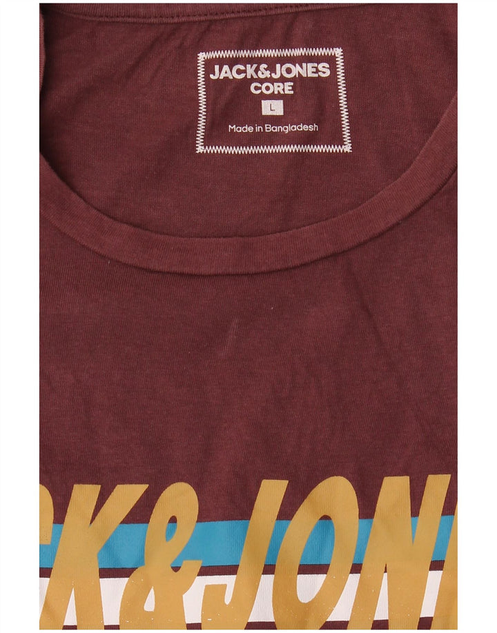Мужская футболка с рисунком Jack & Jones, большой бордовый цвет