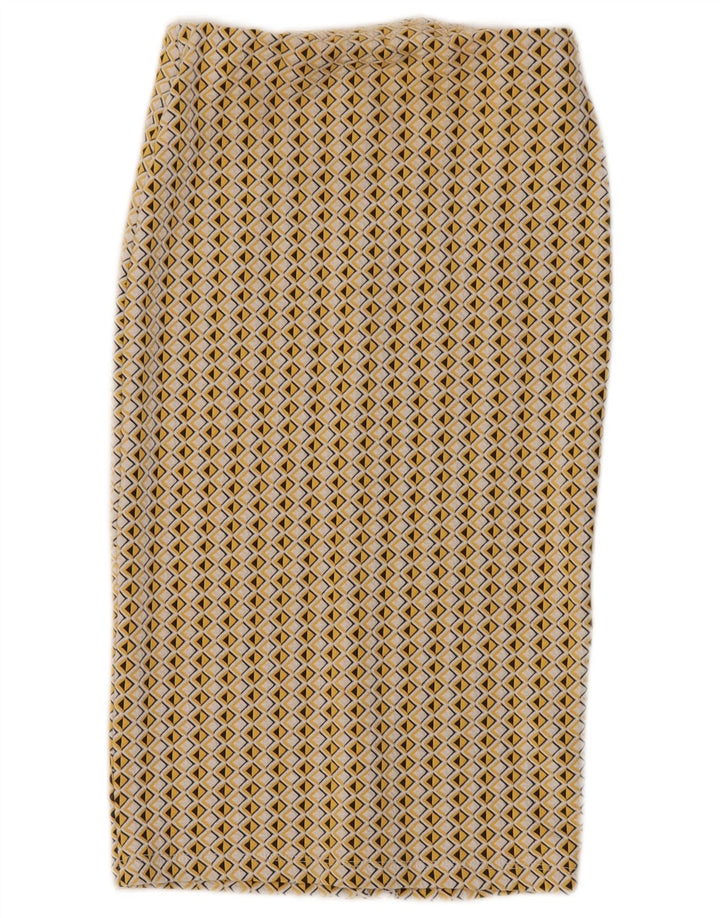 Женская юбка-карандаш Zara W26, маленькая, желтая, хлопковая с геометрическим рисунком
