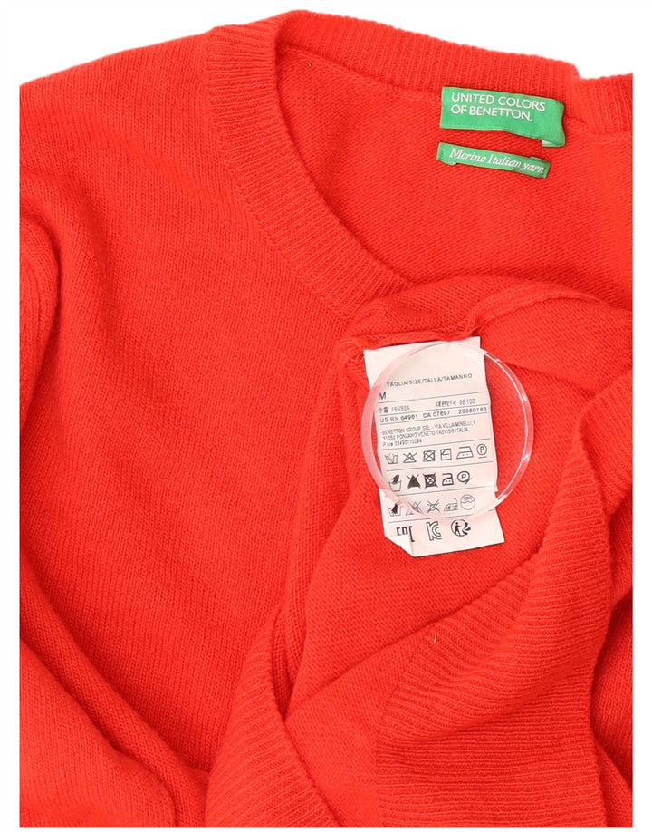 Женский джемпер с круглым вырезом Benetton UK 12, средний красный из натуральной шерсти