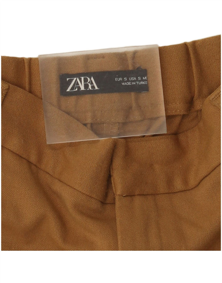 Женские укороченные брюки Zara, маленькие W26 L24, коричневые