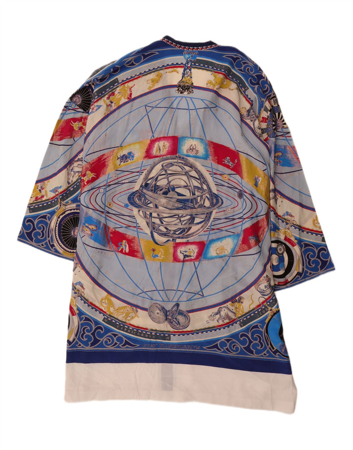 ВИНТАЖНОЕ женское платье свободного кроя с абстрактным узором, Великобритания 14, средний синий цвет