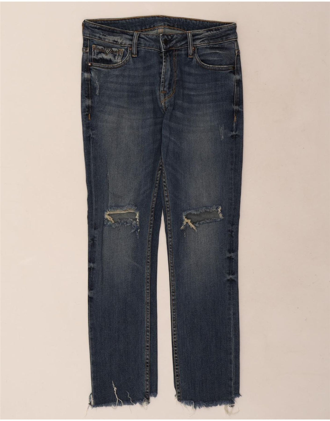 Guess Женские потертые узкие джинсы W30 L29 Синие