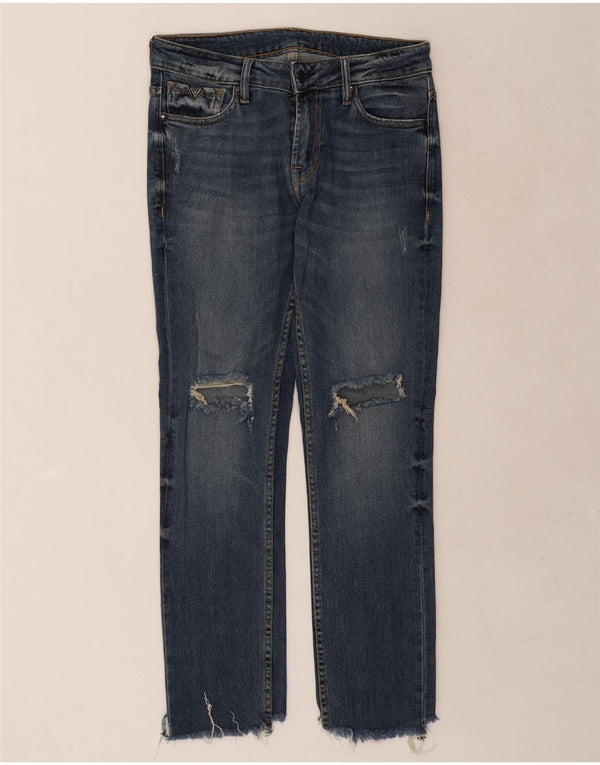 Guess Женские потертые узкие джинсы W30 L29 Синие