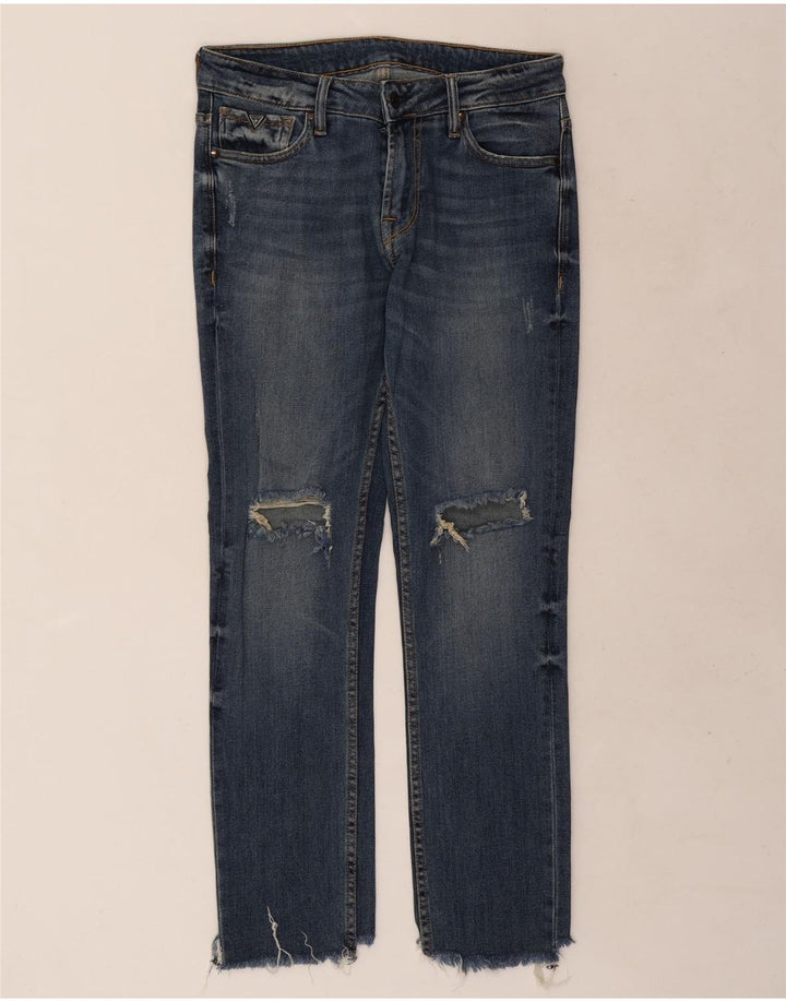 Guess Женские потертые узкие джинсы W30 L29 Синие