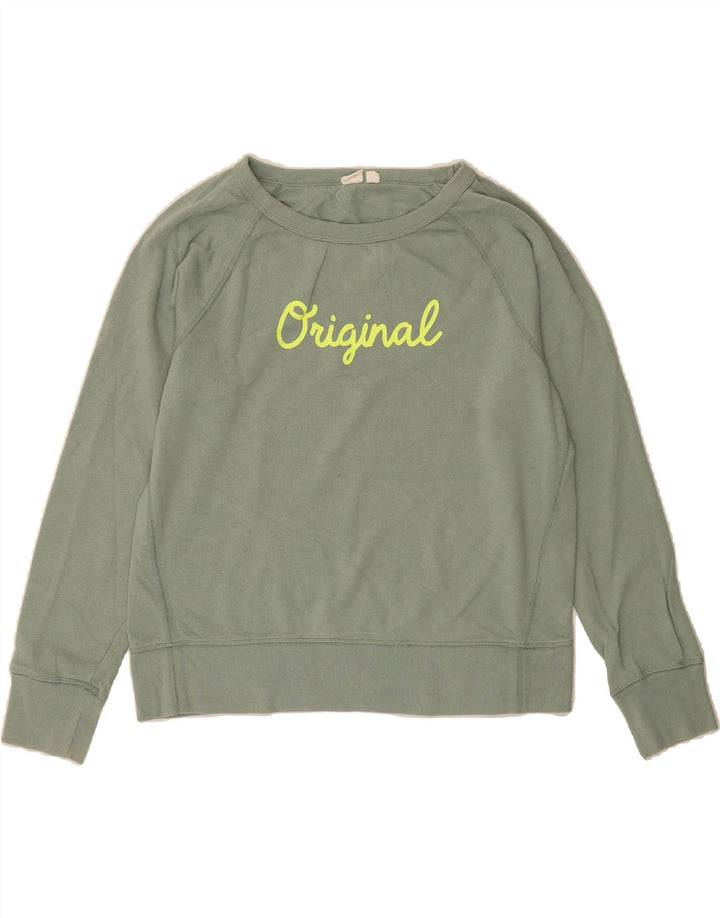 GAP Womens Graphic Sweatshirt Jumper UK 14 Medium Green Cotton Vintage Gap and Second-Hand Gap from Messina Hembry 