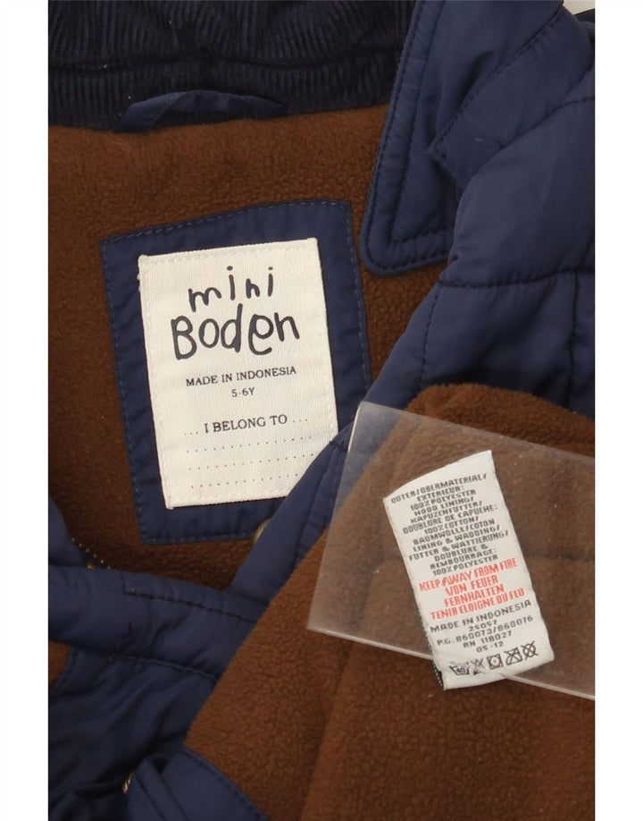 BODEN Boys Padded Jacket 5-6 Years Navy Blue Polyester