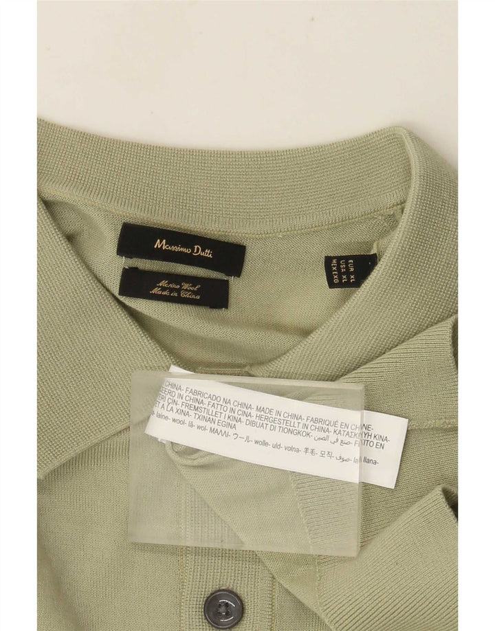Мужской свитер с воротником поло Massimo Dutti XL, зеленая шерсть