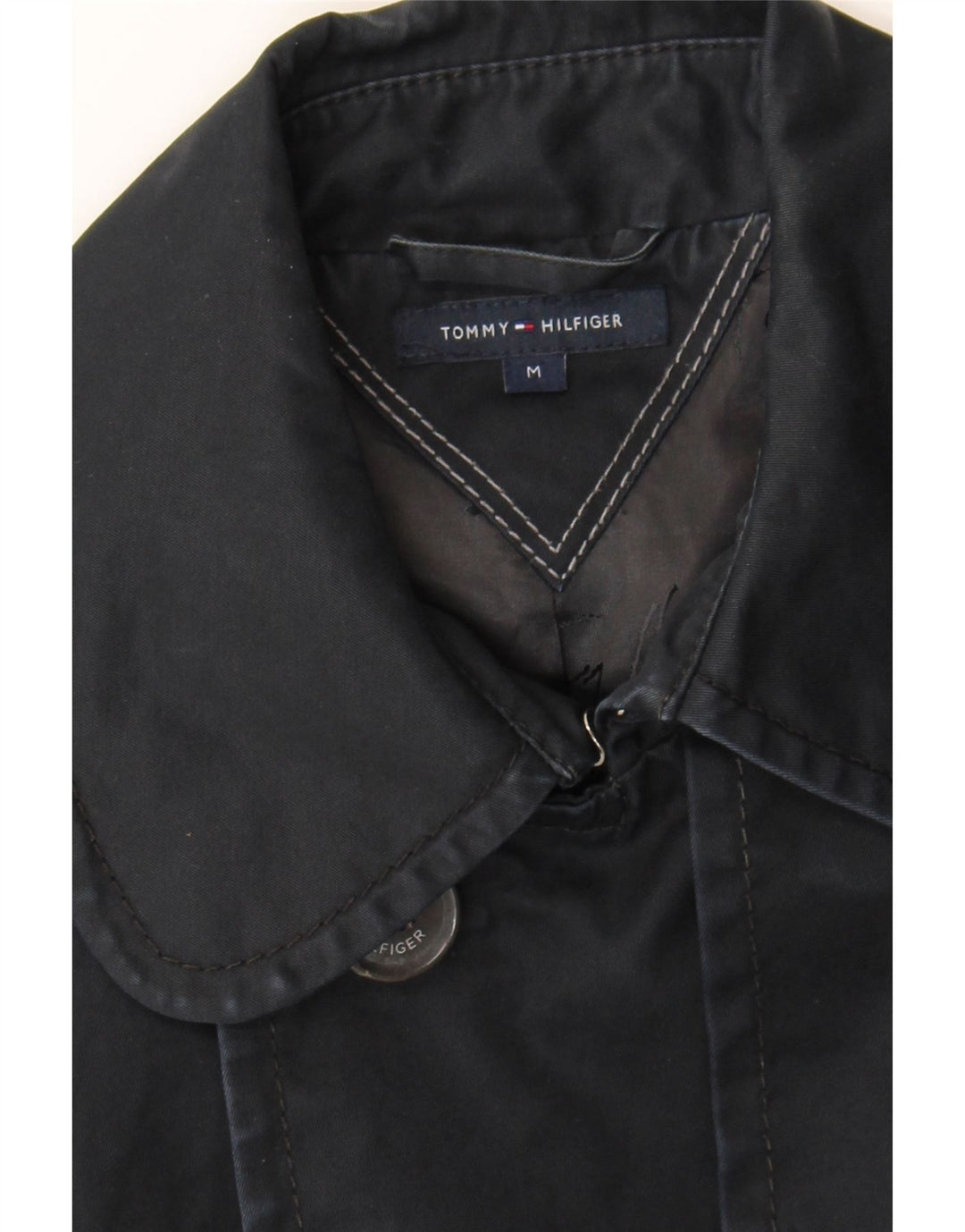 TOMMY HILFIGER Womens Trench Coat UK 14 Medium Navy Blue Cotton Vintage Tommy Hilfiger and Second-Hand Tommy Hilfiger from Messina Hembry 