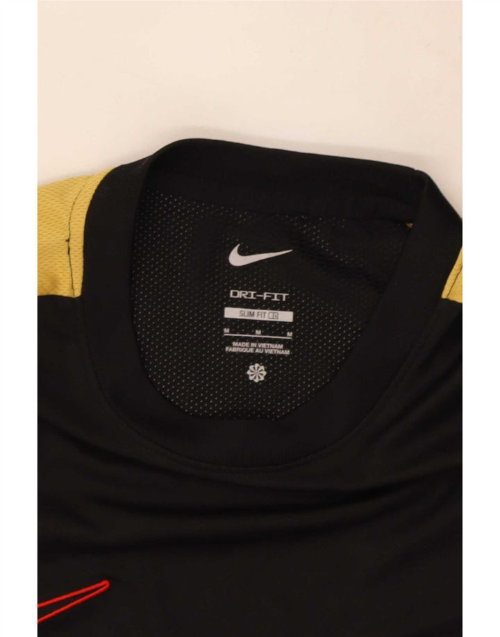 Мужская футболка Nike Dri Fit Slim, верх среднего размера, черный полиэстер с цветными блоками