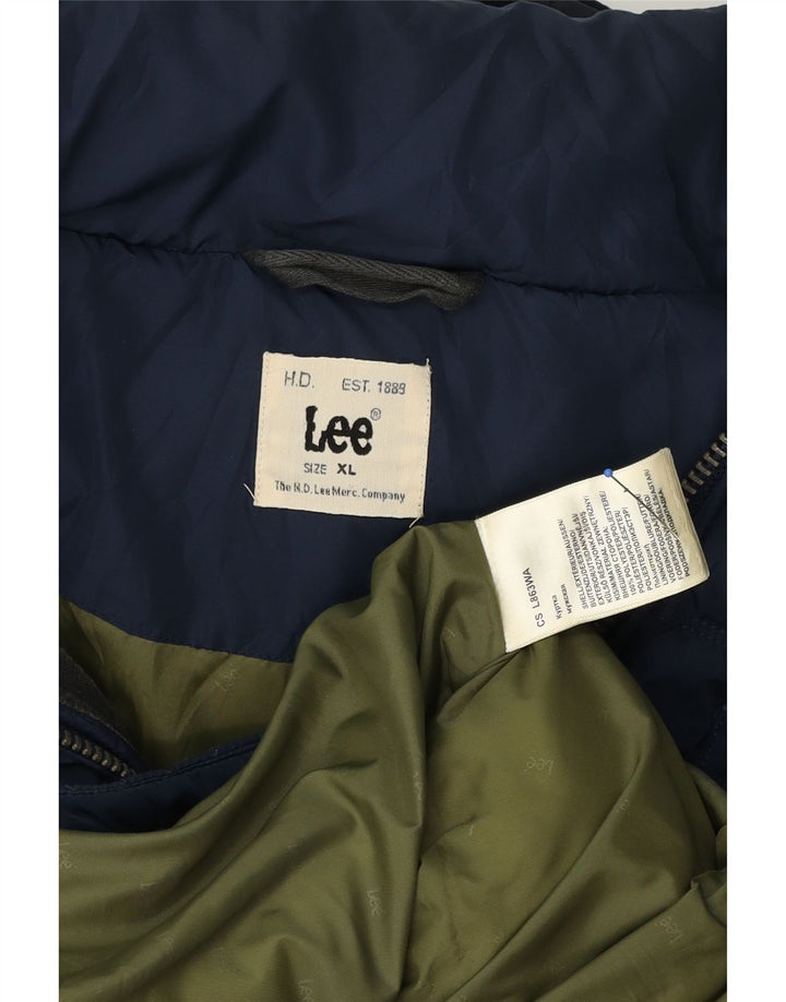 Lee Мужская стеганая куртка с капюшоном UK 44 XL Темно-синий полиэстер