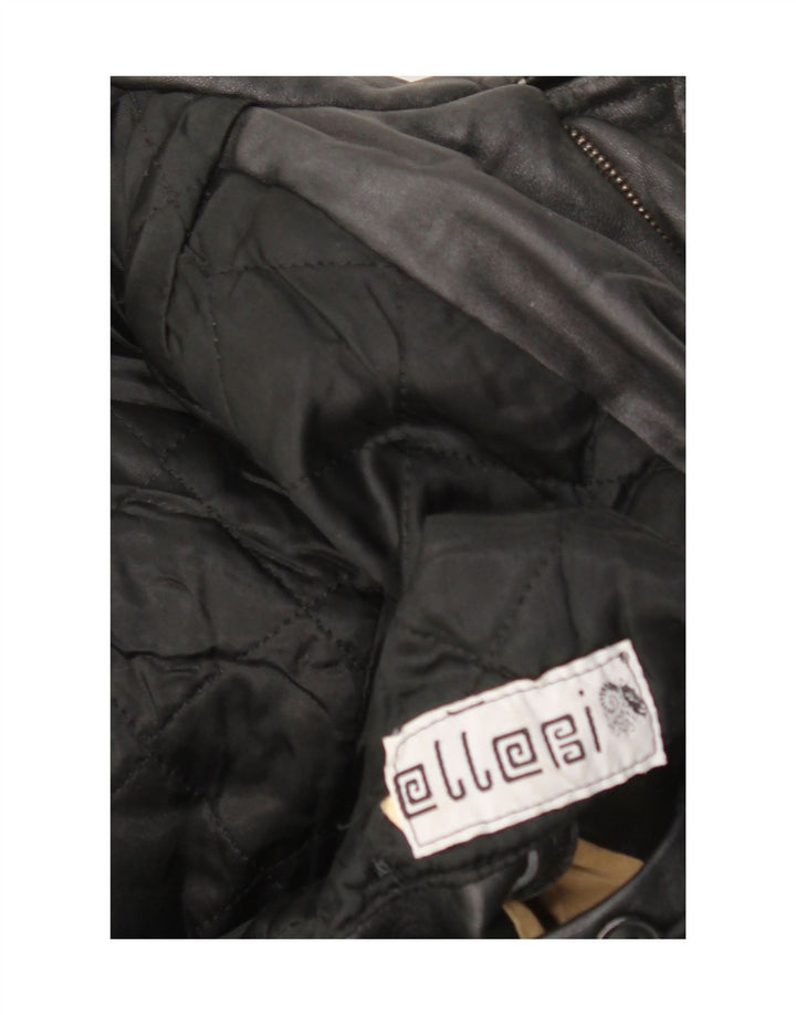 ELLESI Mens Leather Coat UK 38 Medium Black Leather Vintage Ellesi and Second-Hand Ellesi from Messina Hembry 