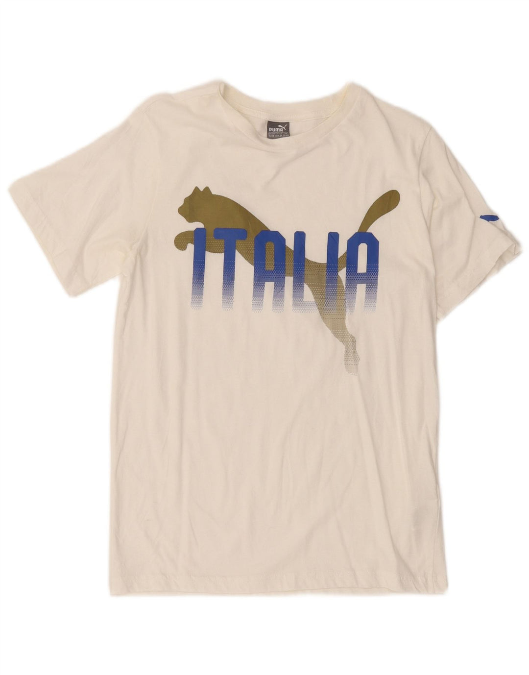 Футболка с рисунком PUMA для мальчиков, топ 13–14 лет, белый хлопок