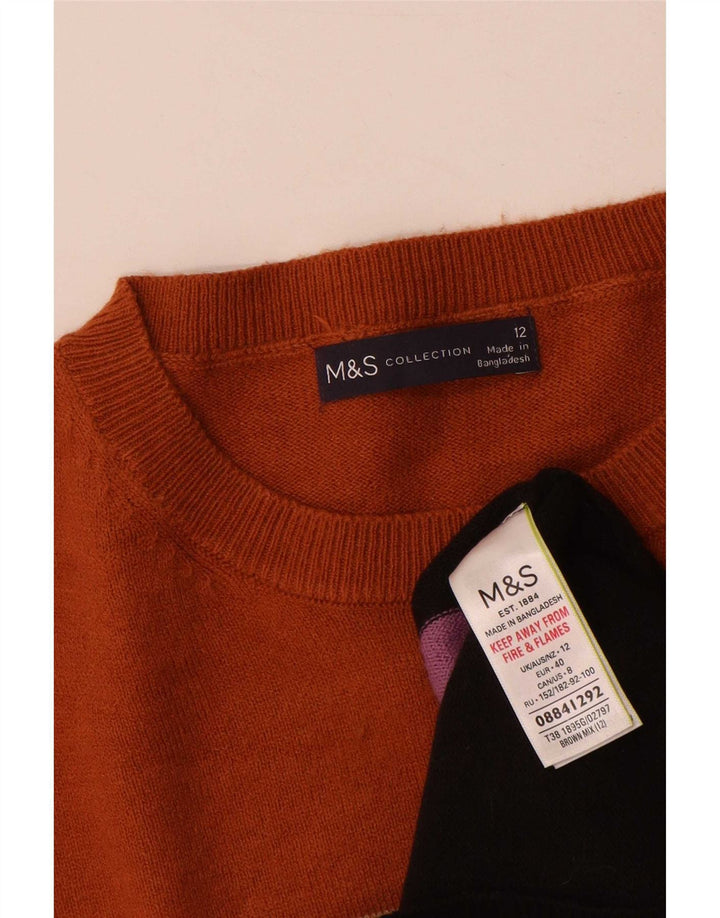 Женский джемпер с круглым вырезом Marks & Spencer UK 12, средний разноцветный