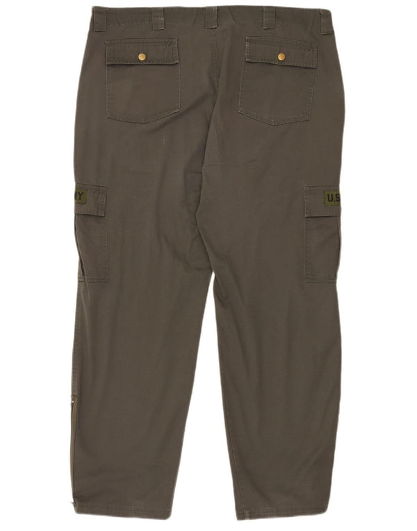 VINTAGE Mens Straight Cargo Trousers W44 L32 Khaki