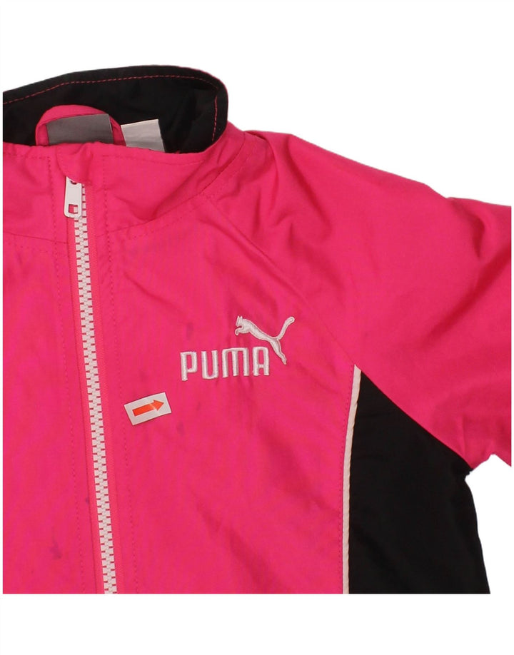 PUMA Girls Tracksuit Top Jacket 3-4 Years Pink Colourblock Polyester