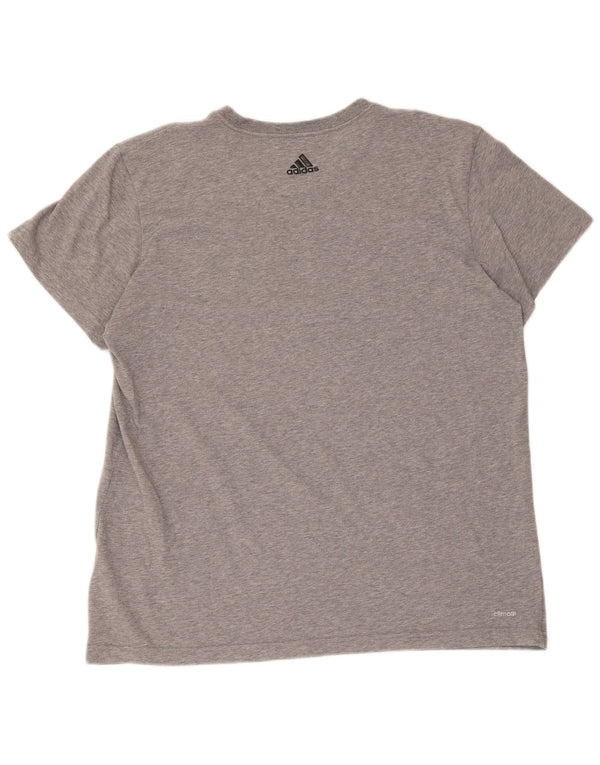 Adidas Mens Climalite Graphic T-Shirt Top XL Grey Flecked Cotton