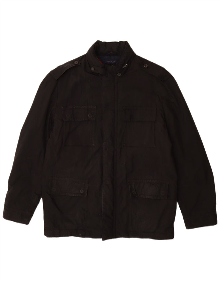 Мужская куртка в стиле милитари Tommy Hilfiger UK 38, средний черный полиэстер