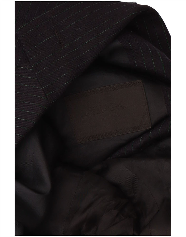 Мужской пиджак Prada с 3 пуговицами, размер 56, 2XL, черный в тонкую полоску из натуральной шерсти