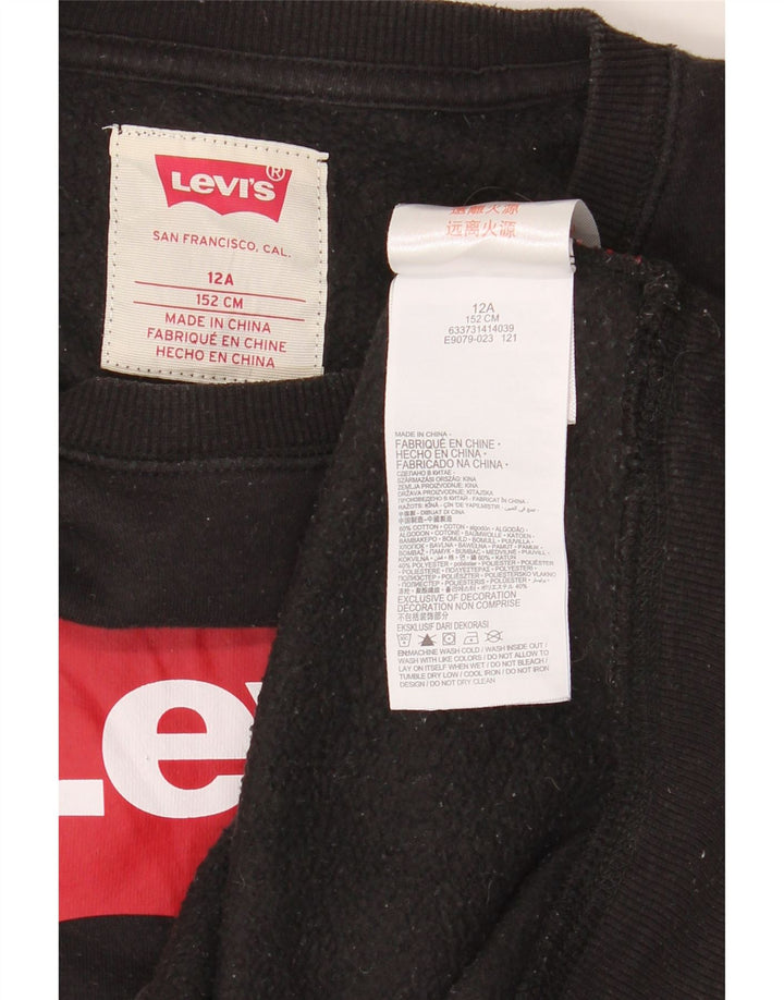 Свитшот с рисунком Levi's для мальчиков 11-12 лет, черный хлопок