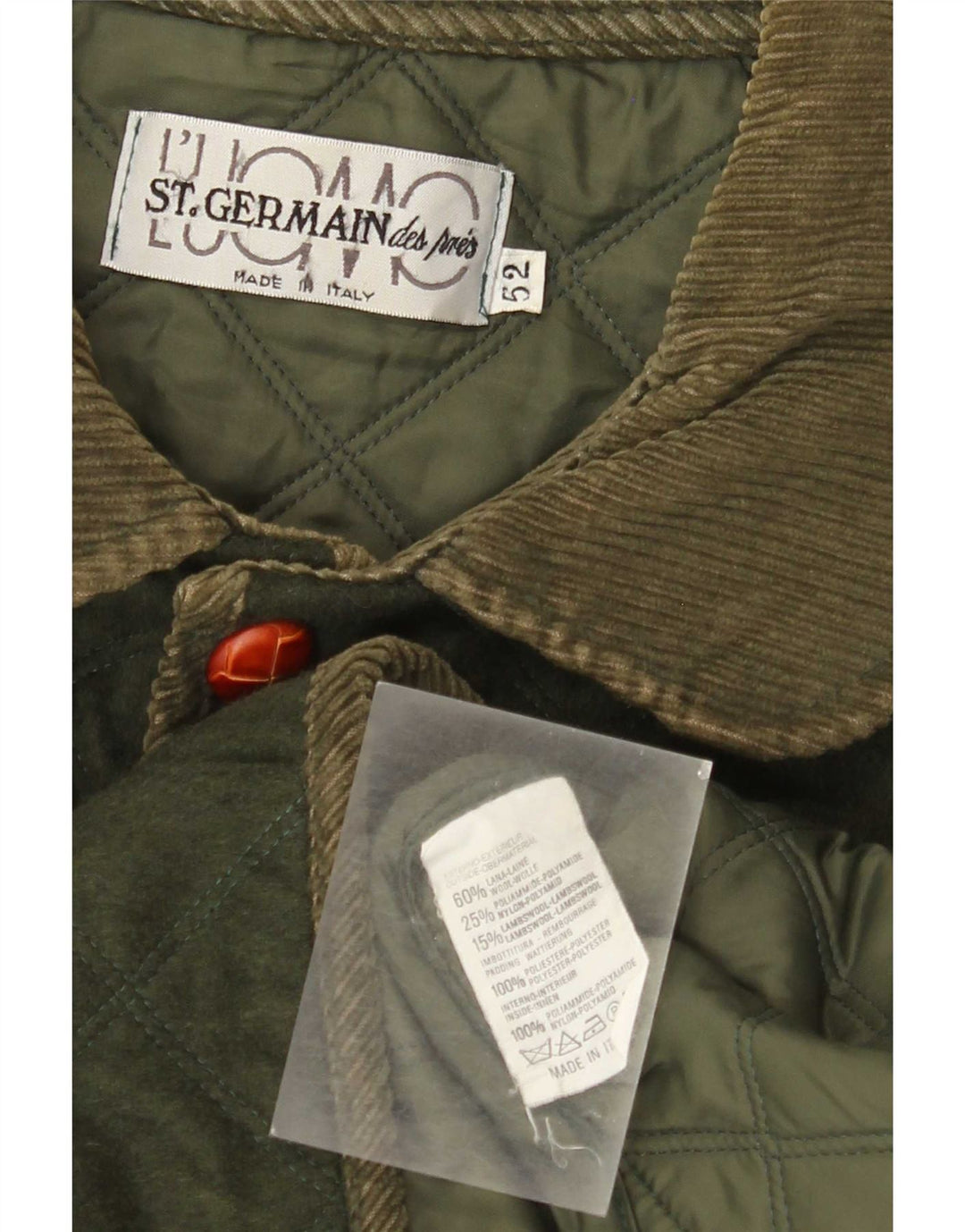 Мужская стеганая куртка St. Germain IT 52 XL хаки, шерсть с цветными блоками