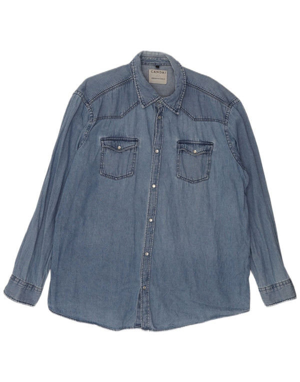 Мужская джинсовая рубашка CANDA, размер 47/48, 3XL, синяя, хлопок