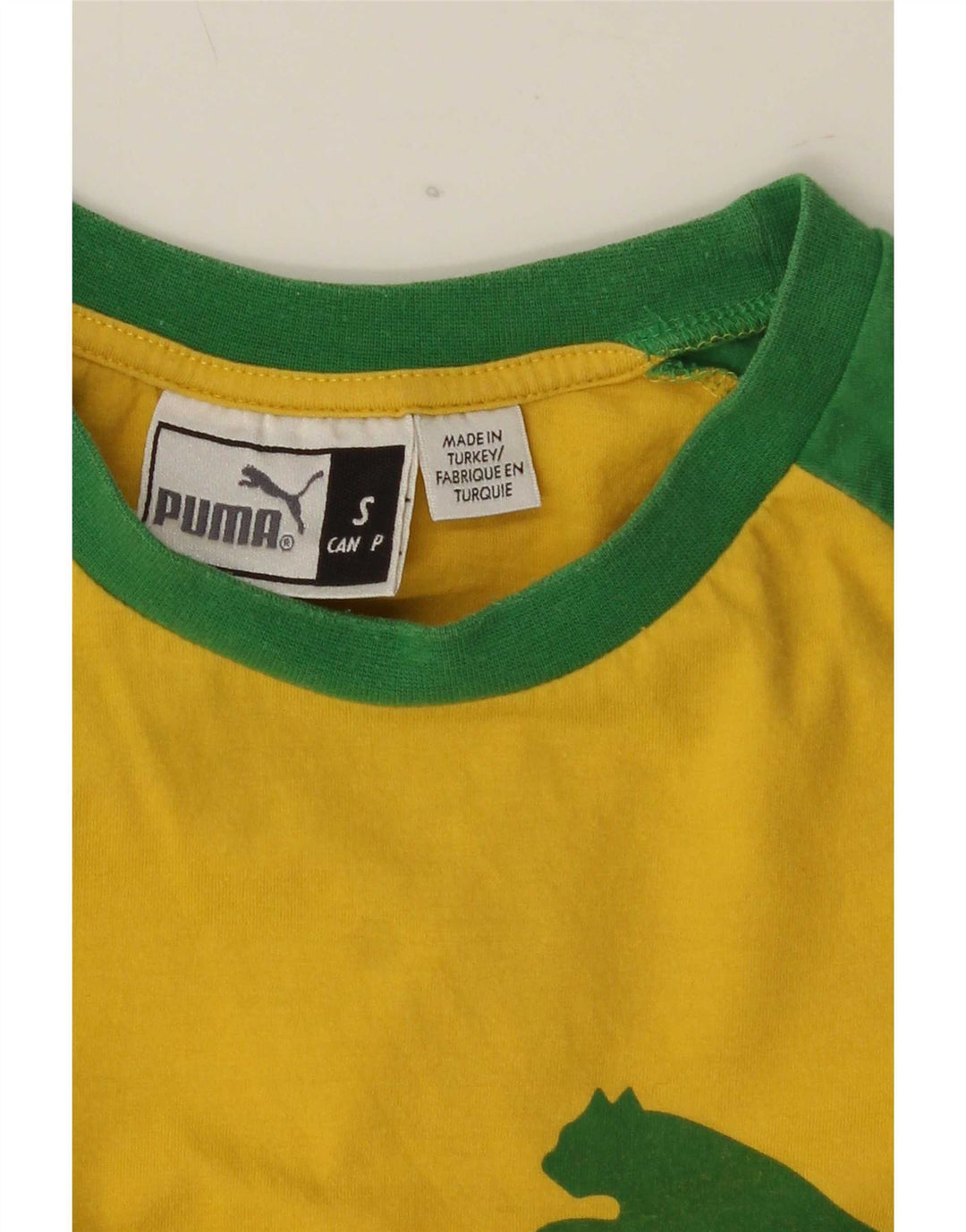 Мужская футболка с рисунком Puma, маленькая, желтая, с цветными блоками