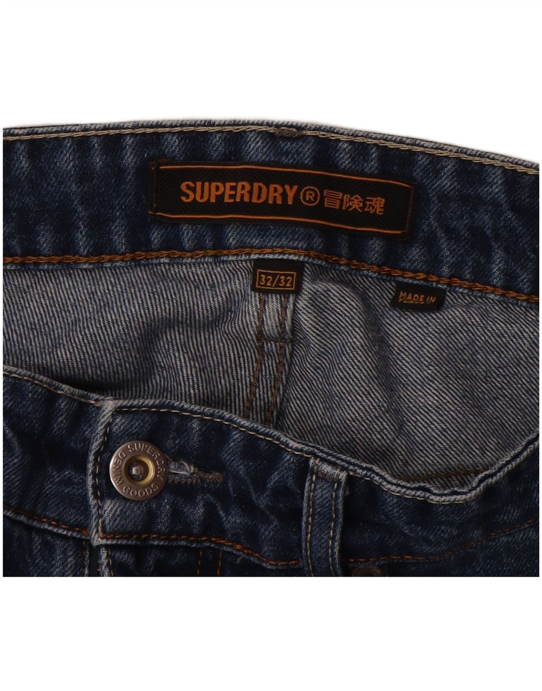 SUPERDRY Мужские зауженные джинсы W32 L32 Синие, хлопок