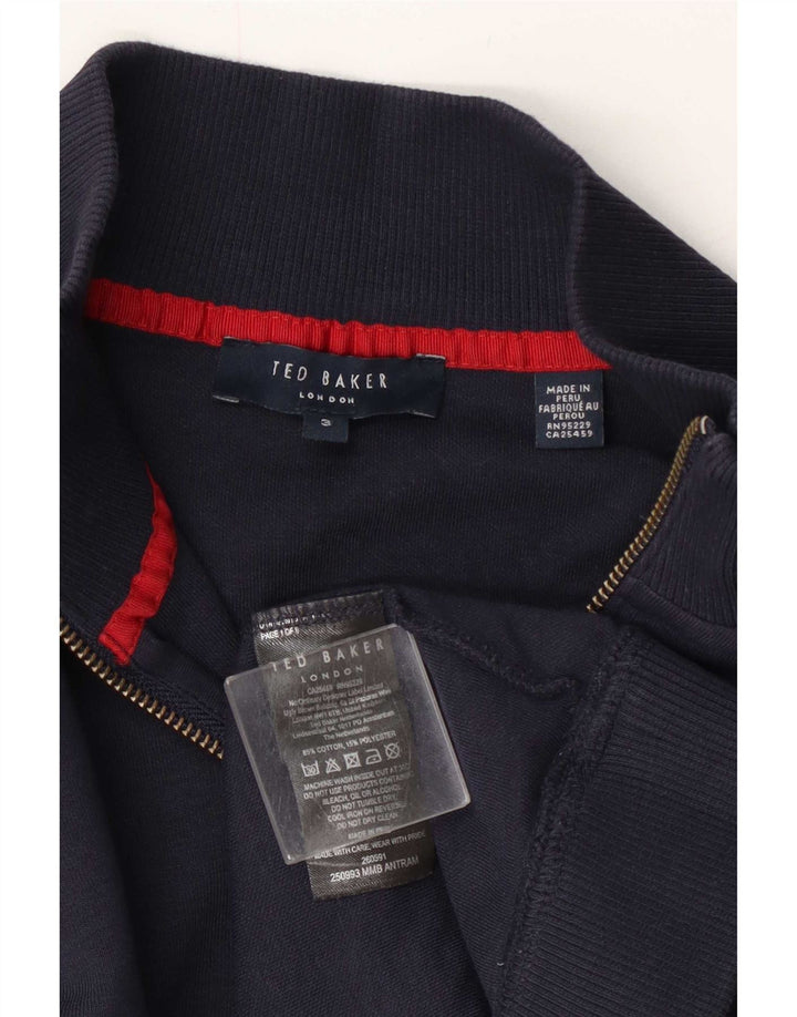 Мужской свитшот с воротником на молнии Ted Baker, размер 3, средний, темно-синий, хлопок