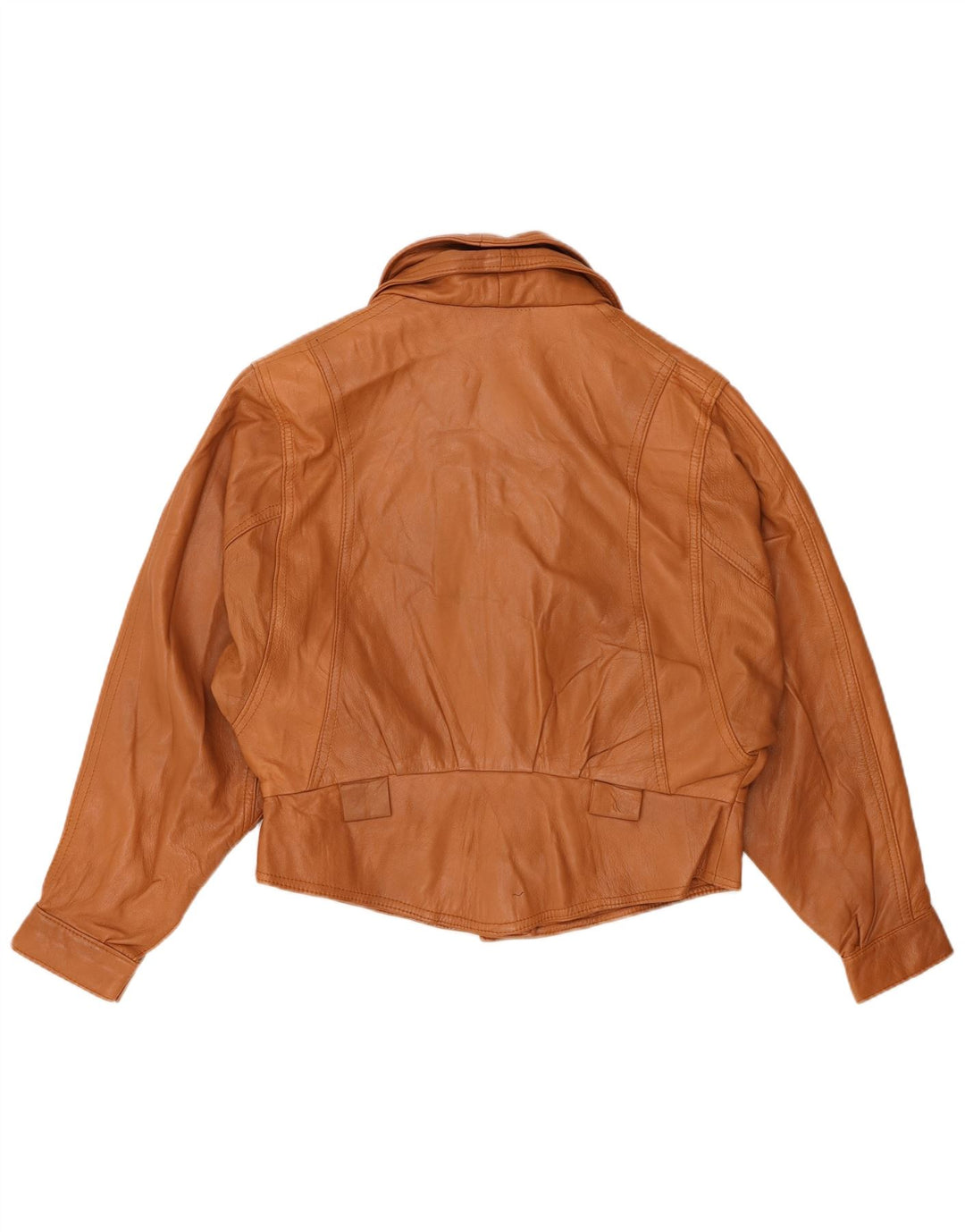 Винтажная женская кожаная куртка UK 14, кожа среднего коричневого цвета