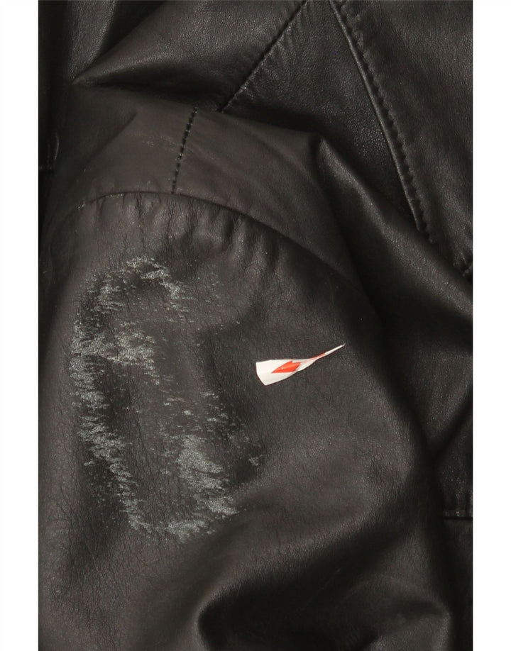 Винтажная мужская кожаная куртка EU 50, большая черная кожа