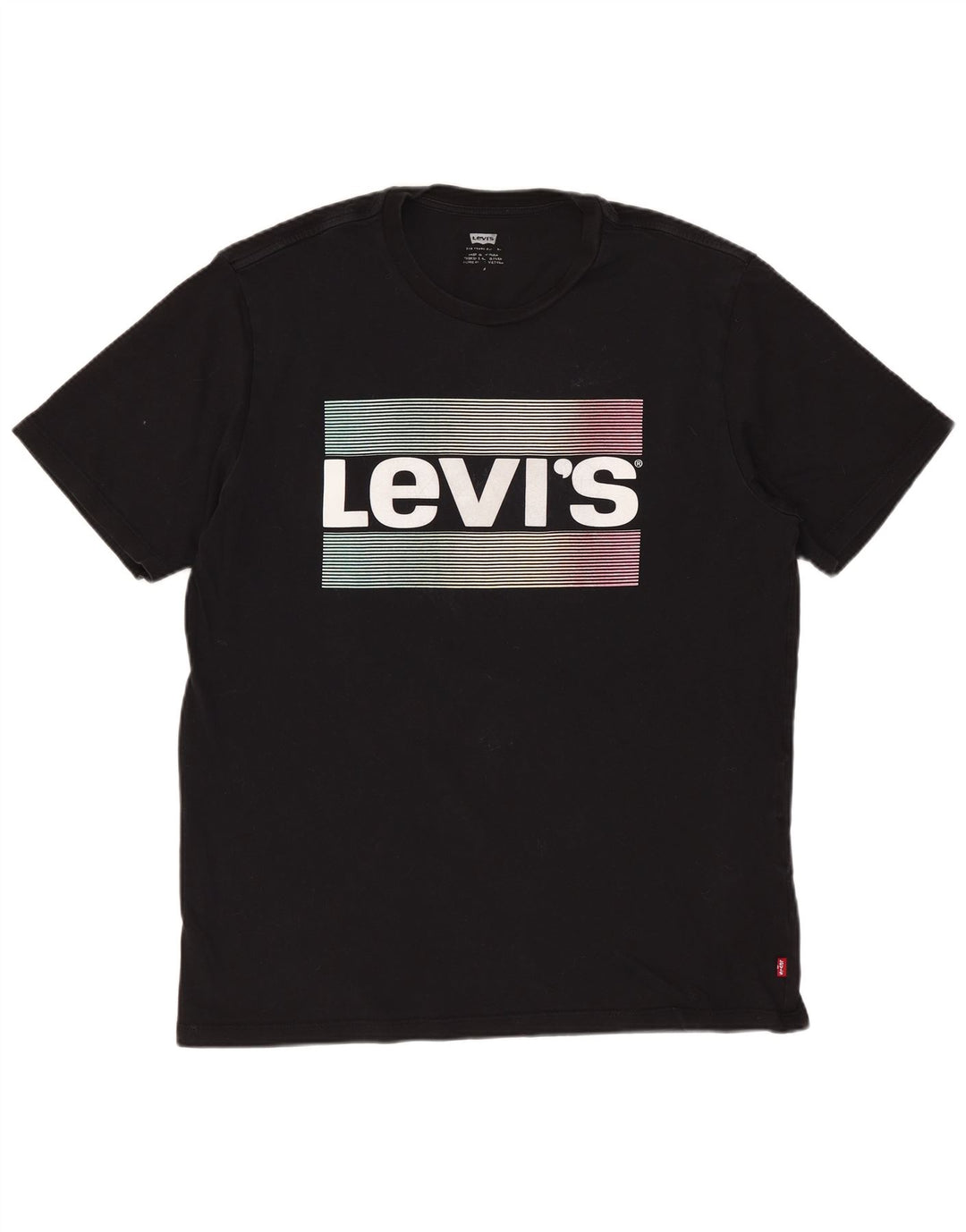 Мужская футболка с рисунком Levi's, верх среднего размера, черный хлопок, хлопок