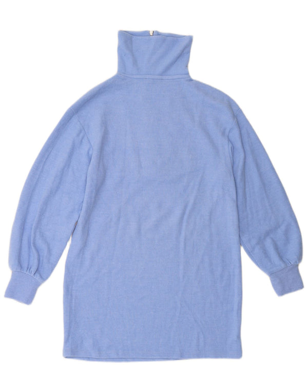 Женский удлиненный джемпер с воротником на молнии ZARA UK 10, маленький синий полиэстер