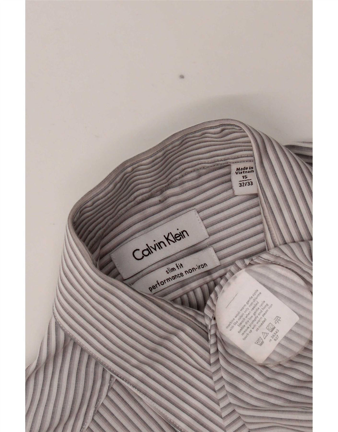 Мужская рубашка приталенного кроя Calvin Klein, размер 15 1/2, средний серый в полоску
