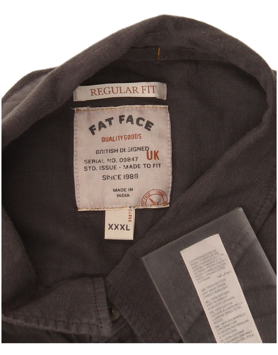 Мужская рубашка стандартного кроя с коротким рукавом Fat Face 3XL, серая, хлопок