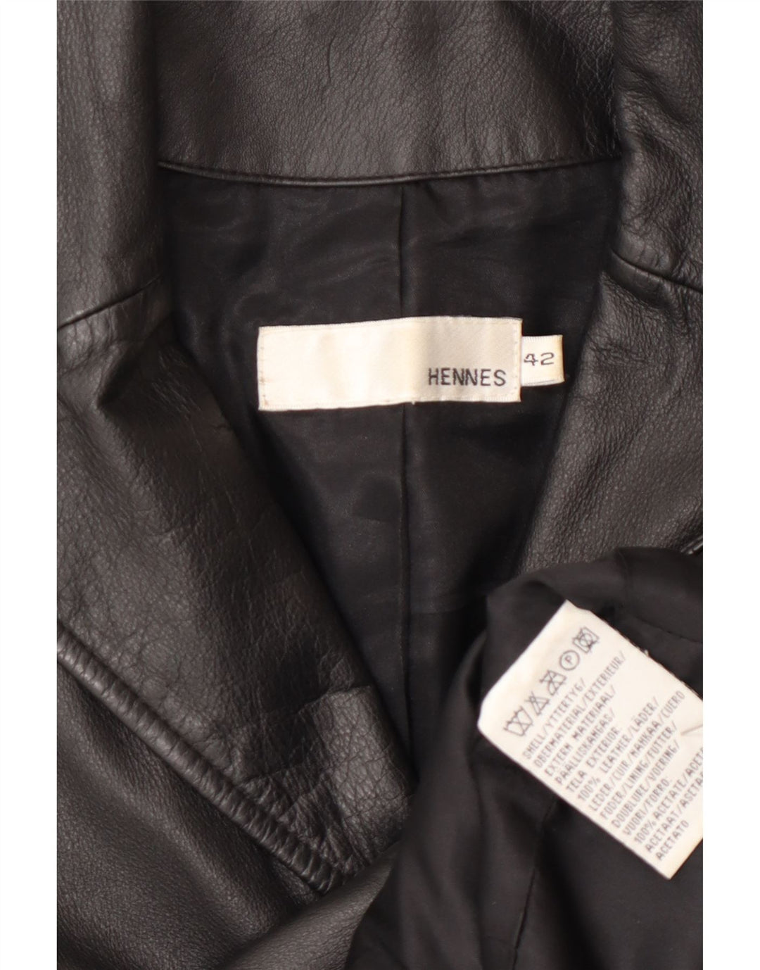 Женское кожаное пальто HENNES EU 42, большое, черное кожаное
