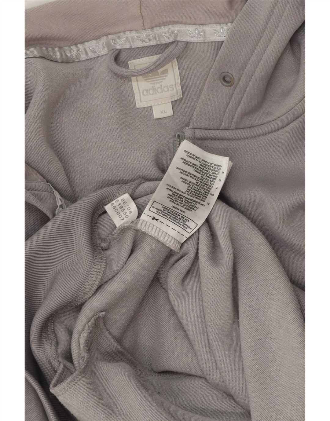 Мужской свитер с капюшоном Adidas на молнии с графическим рисунком XL, серый полиэстер