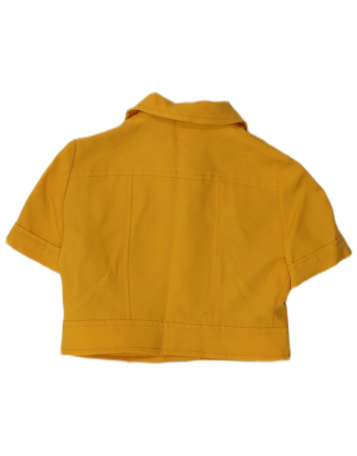 ВИНТАЖНЫЙ женский пиджак с коротким рукавом и 4 пуговицами, Великобритания 14, средний желтый цвет