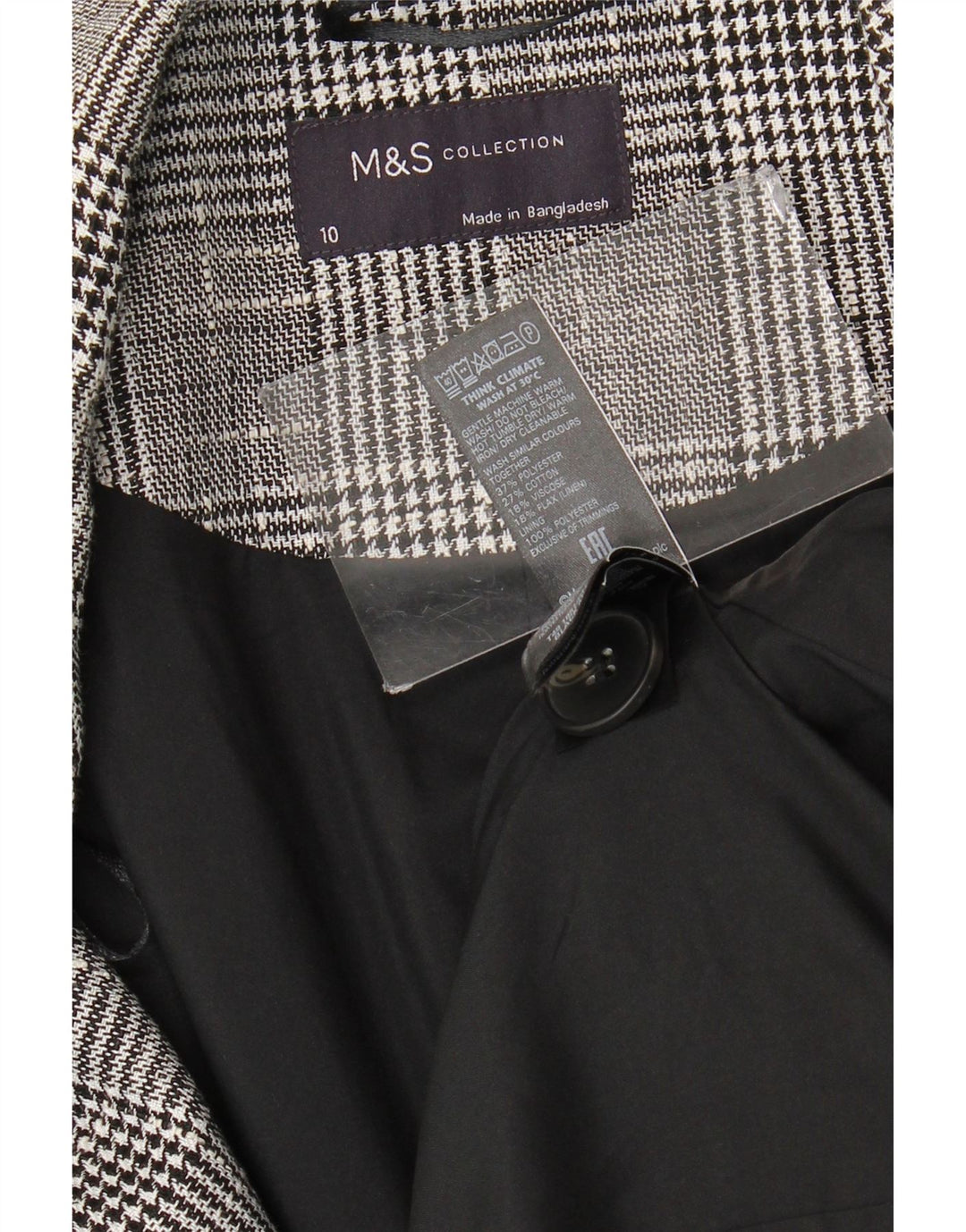 Женское двубортное пальто Marks & Spencer UK 10 маленькое серое в клетку