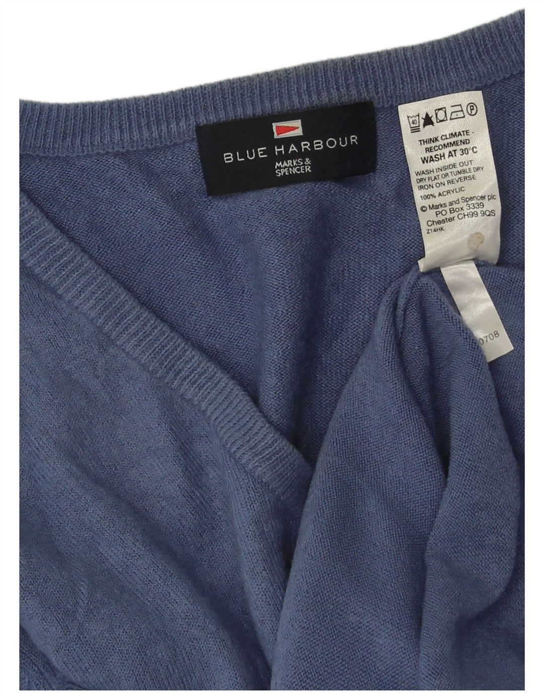 Мужской джемпер с v-образным вырезом Marks & Spencer Blue Harbour, большой темно-синий
