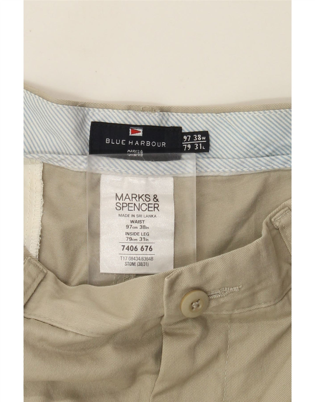 Мужские прямые брюки чинос Marks & Spencer Blue Harbour W38 L31 бежевые