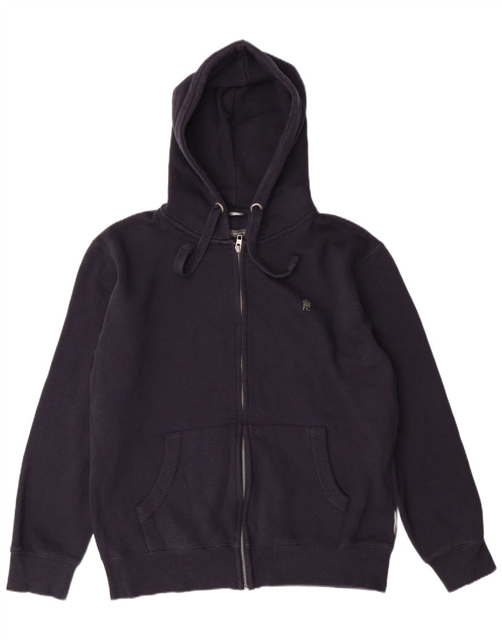 FRENCH CONNECTION Mens Zip Hoodie Sweater Large Navy Blue Cotton