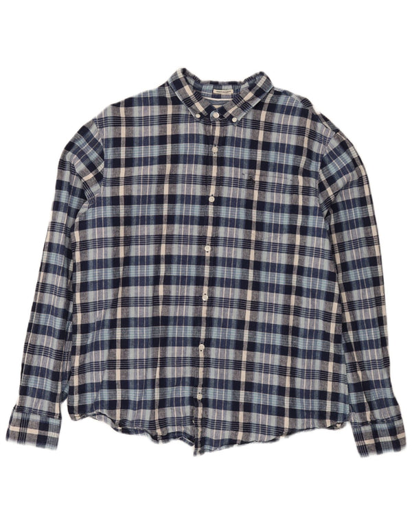 Мужская рубашка узкого кроя Penguin Heritage 2XL, синяя льняная клетка в клетку