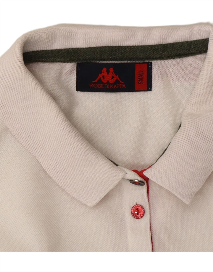KAPPA Womens Oversized Polo Shirt UK 10 Small White Colourblock Vintage Kappa and Second-Hand Kappa from Messina Hembry 
