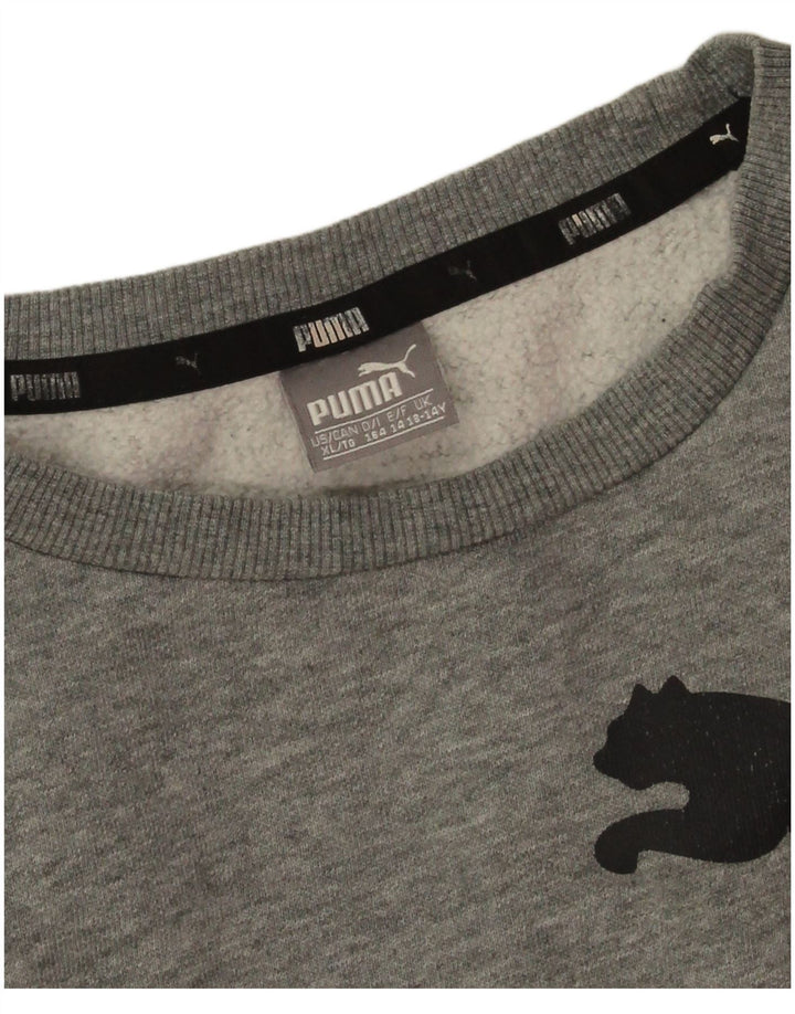 Джемпер с рисунком Puma для мальчиков 13-14 лет, серый хлопок
